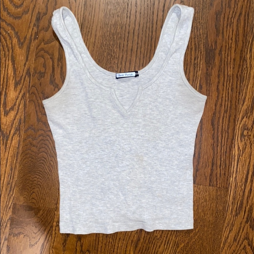 Brandy Melville  v neck tank GREY